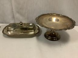 14 pieces of silver plate tableware. Sheridan, Neco, Lovelace, and more.