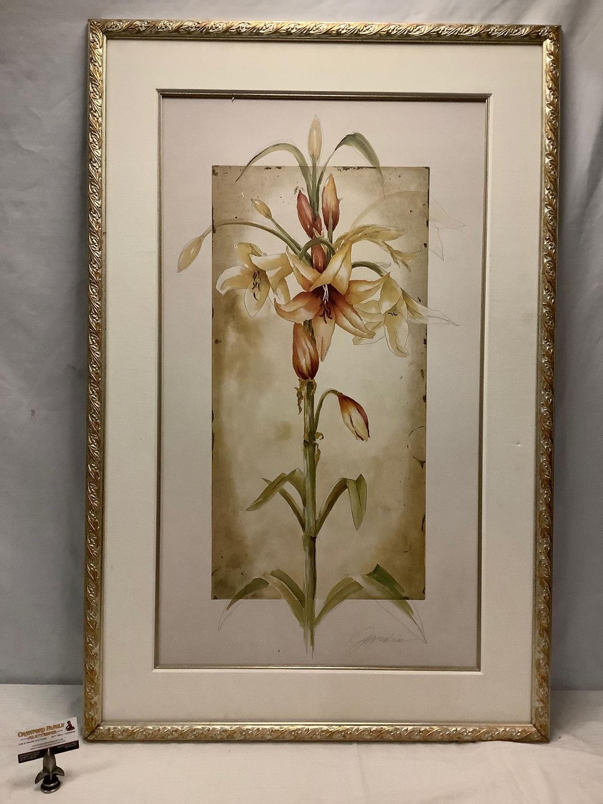 Large framed print by Liz Jardine - Trumpet Lilies I
