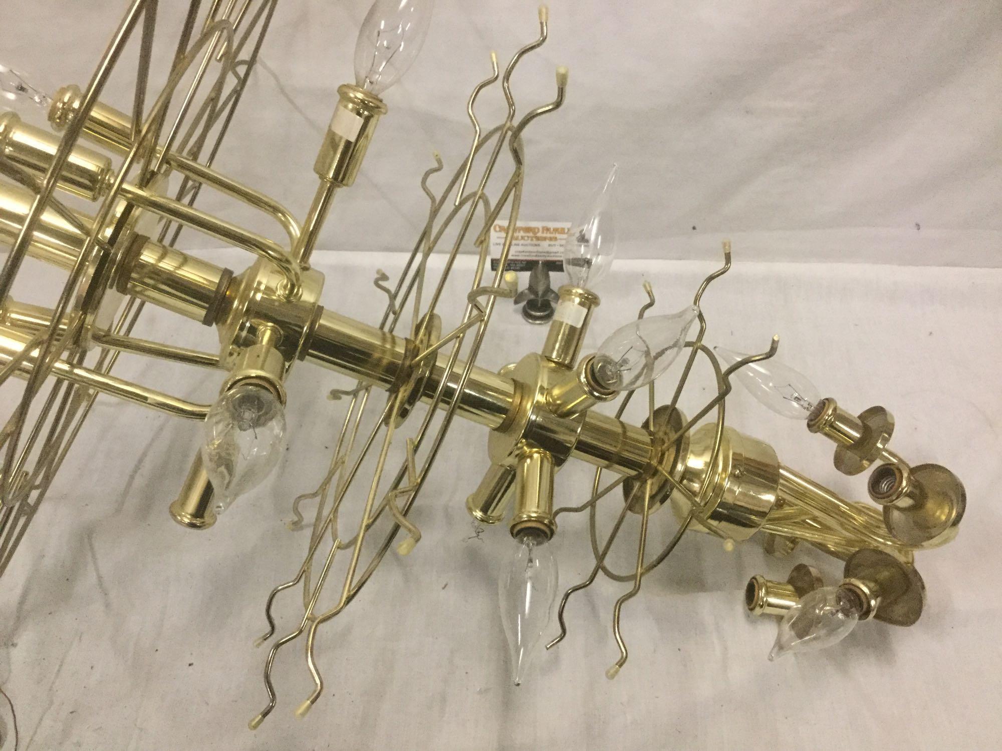 Vintage chandelier light fixture w/ tinted glass shade hangers, see desc.