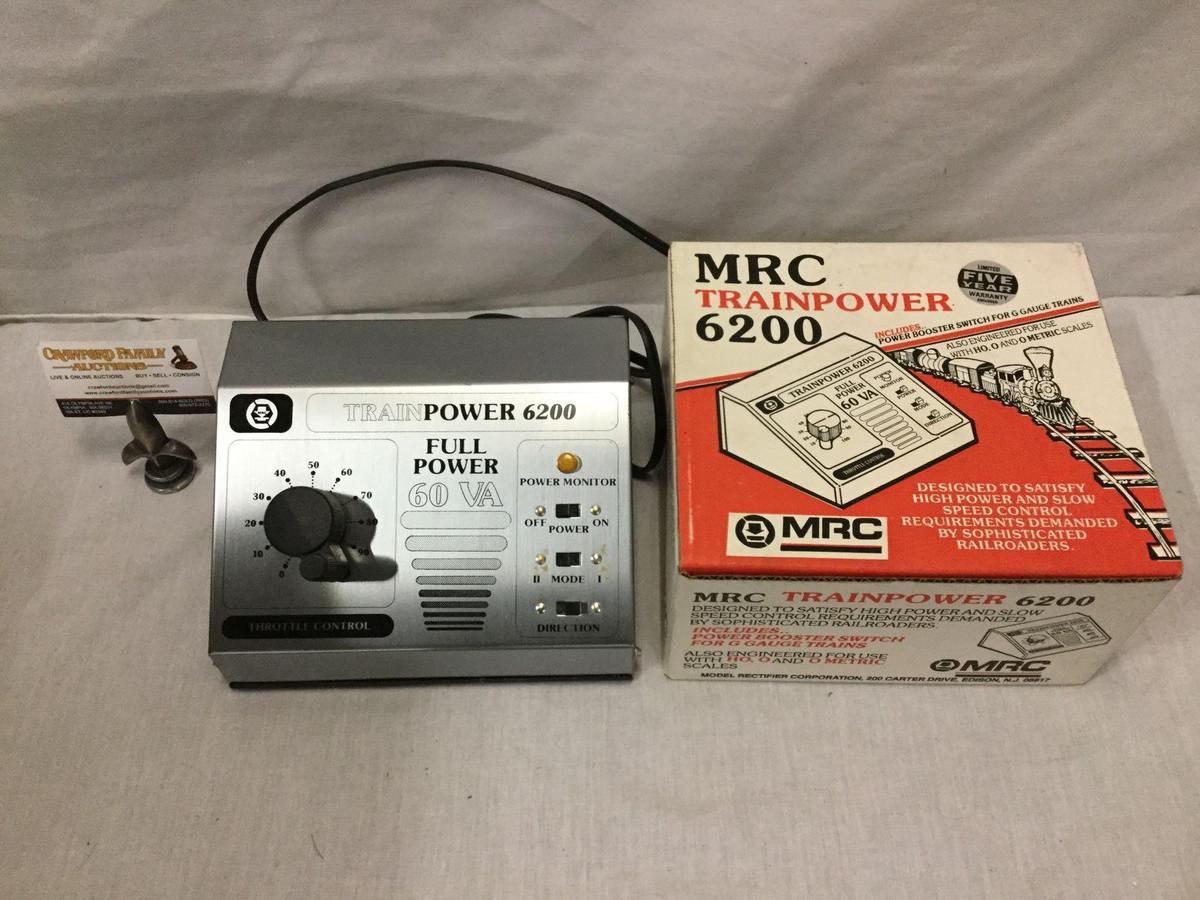 MRC Trainpower 6200 model train transformer with original box. Powers on.