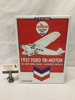 ERTL Chevron Aviation Fuel diecast model airplane bank. Second in series. 1927 Ford Trimotor. In box