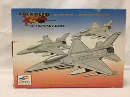 Liberty Classics Lockheed F-16 Fighting Falcon jet die cast metal collectors series bank. In box.