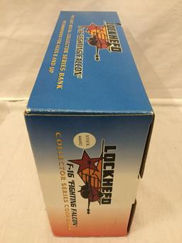 Liberty Classics Lockheed F-16 Fighting Falcon jet die cast metal collectors series bank. In box.