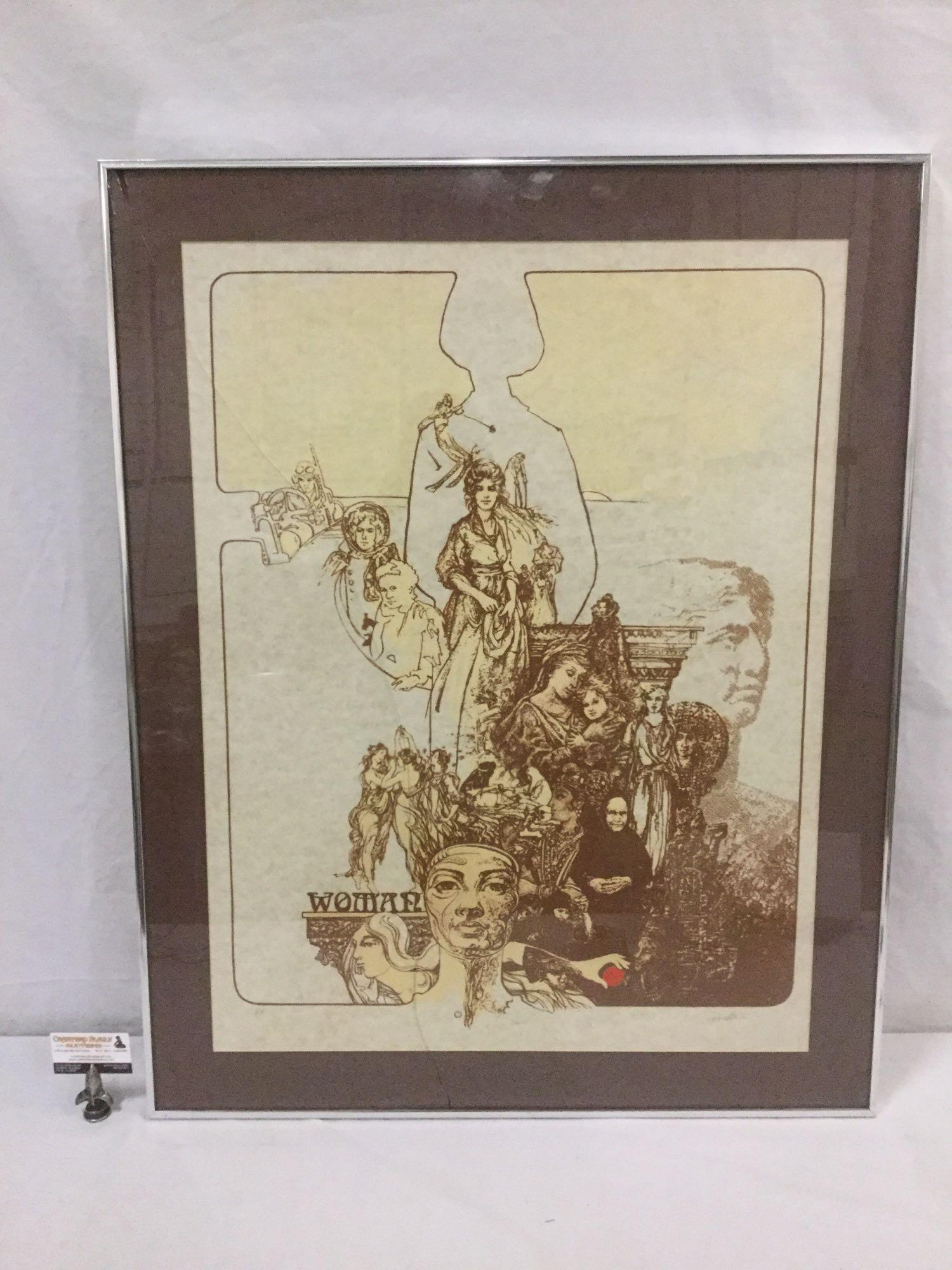 Antique style "Woman" print depicting years of iconic and powerful women - signed by artist