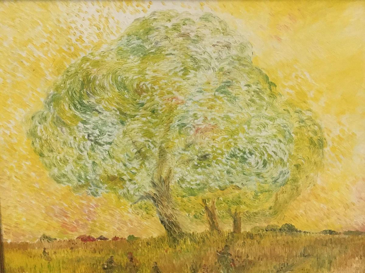 1975 Suresh Pitamber original oil on canvas "The Impression" - solitary tree impressionistic