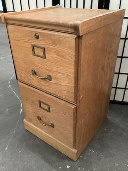 Vintage wood two drawer file cabinet