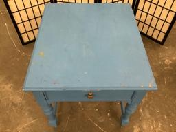 Thomasville wooden end table, painted blue