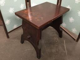 Vintage mahogany wood stool, shows wear from age, see pics.