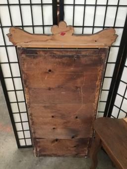 Antique oak dressing table w/ tall mirror (needs reattached)