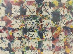 Sam Francis 1977-1978 Louisiana "Work in Progress" abstract splatter art print in frame - as is fair