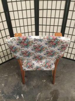 Wood armchair w/ floral upholstered seat & back