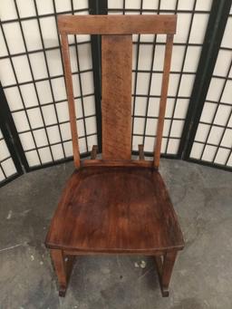 Vintage wood rocking chair, approximately 17 x 29 x 33 inches