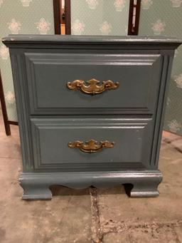 Vintage nightstand w/ 2 drawers, repainted, sold as is. Approx. 15 x 22 x 24 inches.