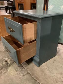 Vintage nightstand w/ 2 drawers, repainted, sold as is. Approx. 15 x 22 x 24 inches.