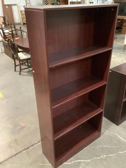 Modern cherry wood bookshelf approx 33 x 12 x 70 in. INV 2182