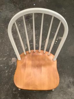 Wood chair with white painted legs/backrest, approx 20 x 18 x 38 in.