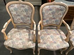 4 pc. set of matching wood w/ floral upholstery chairs, approx 22 x 23 x 39 in.