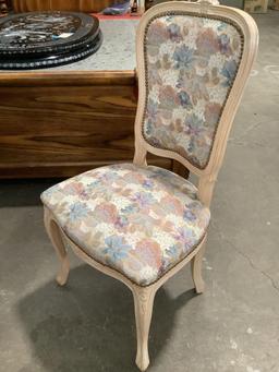 4 pc. set of matching wood w/ floral upholstery chairs, approx 22 x 23 x 39 in.