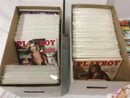 2 boxes of 90 modern PLAYBOY MAGAZINES in nice condition, all in bags.