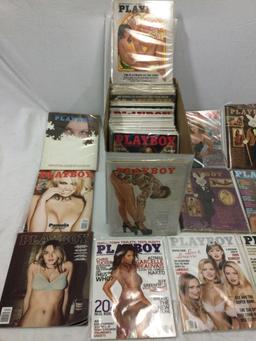 Box lot of 30+ vintage/ modern PLAYBOY MAGAZINES in nice to worn condition.