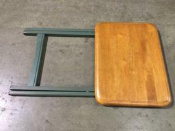 Folding wood TV tray, approx 14 x 20 x 27 in.
