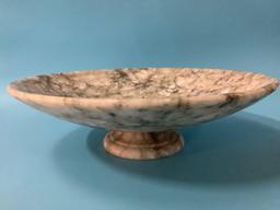 Vintage marble pedestal bowl, has been repaired, approx. 11.5 x 3.5 in.