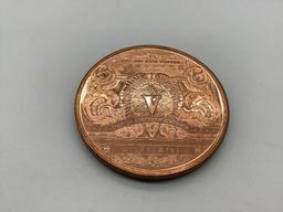 RARE 1 oz. .999 copper round commemorating 1899 silver certificate five dollar bill