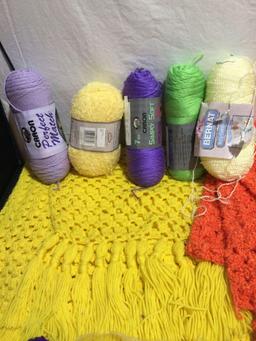 Large lot of afghans / pot holders / yarn / Doyle?s