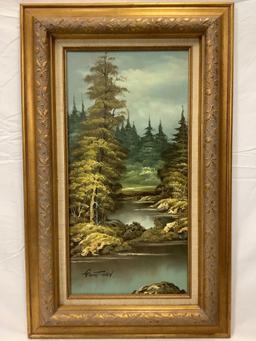 Vintage framed original canvas oil painting signed by artist G. Whitman w/ COA