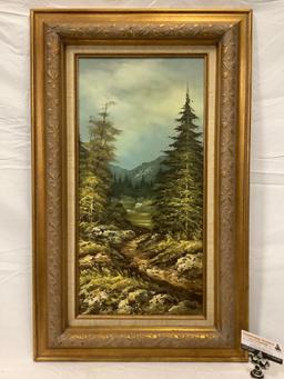 Vintage framed original canvas oil painting w/ COA