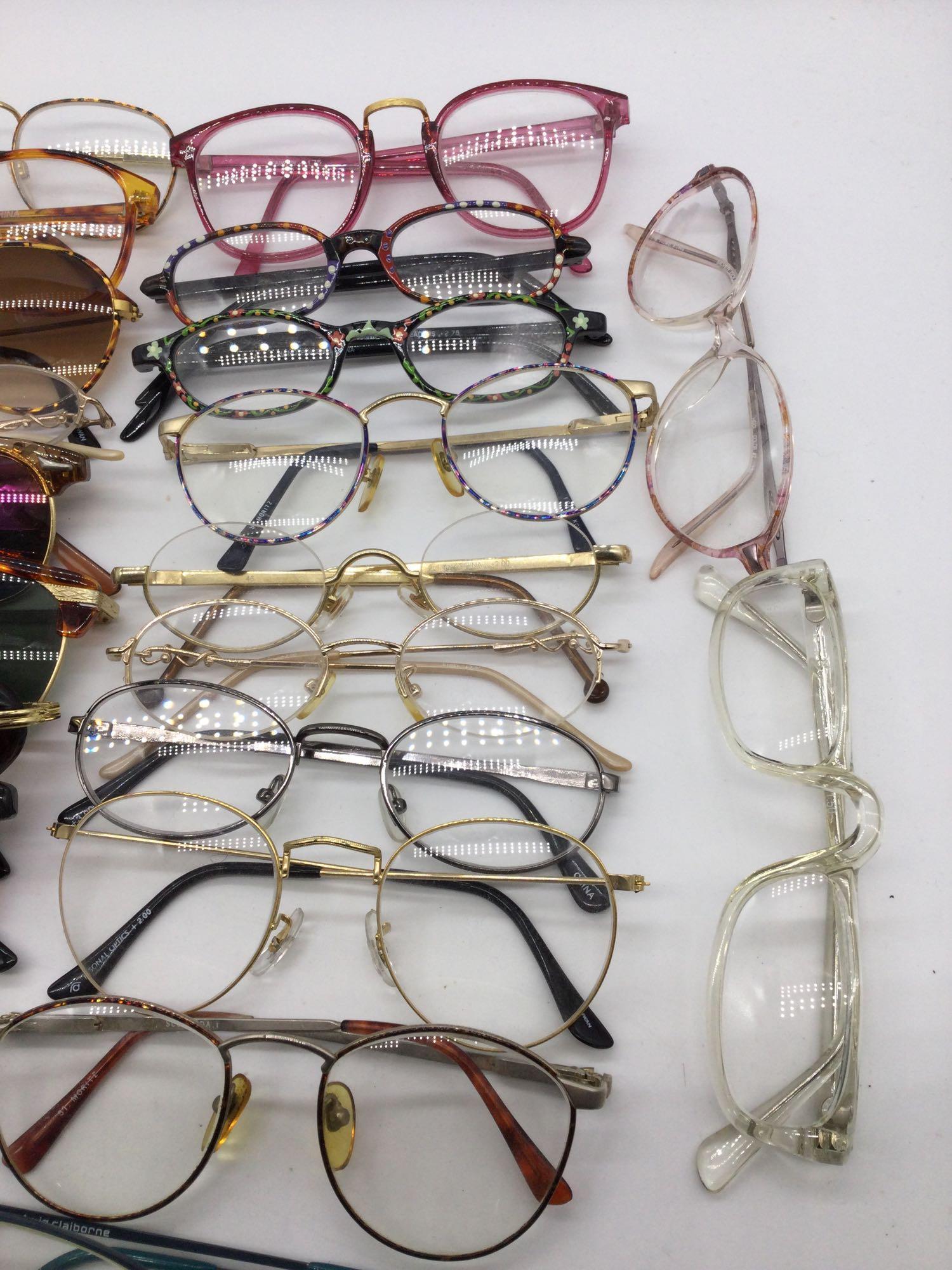 Large selection of glasses , reading, prescription, sunglasses some vintage w/ box