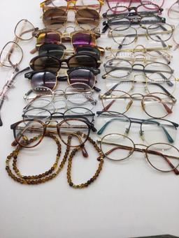 Large selection of glasses , reading, prescription, sunglasses some vintage w/ box