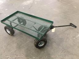 Garden cart wagon w/ steel frame / rubber tires, approx 38 x 20 x 32 in.