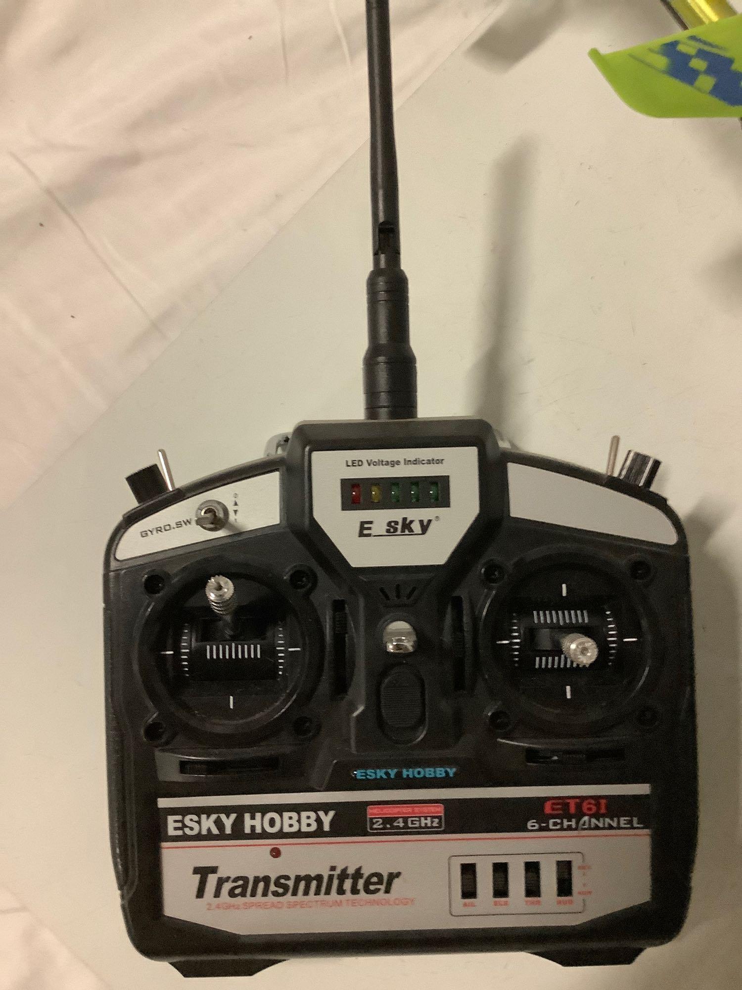 E Sky Hobby Pro 3D radio controlled helicopter, w/ 2 controllers, untested, sold as is. Approx 25 x