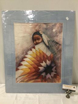 Hand signed and numbered portrait art print of a Native American girl by Craig, 23/200