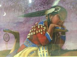 Hand signed and numbered portrait art print of a Native American girl by Craig, 92/300