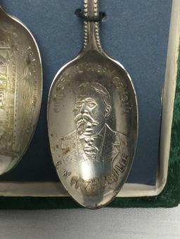 Pair of Rare Commemorative America/Cuba (1898) Spoons in Case