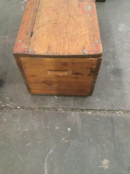 Vintage handmade trunk with Painted Native American embellishments in good condition