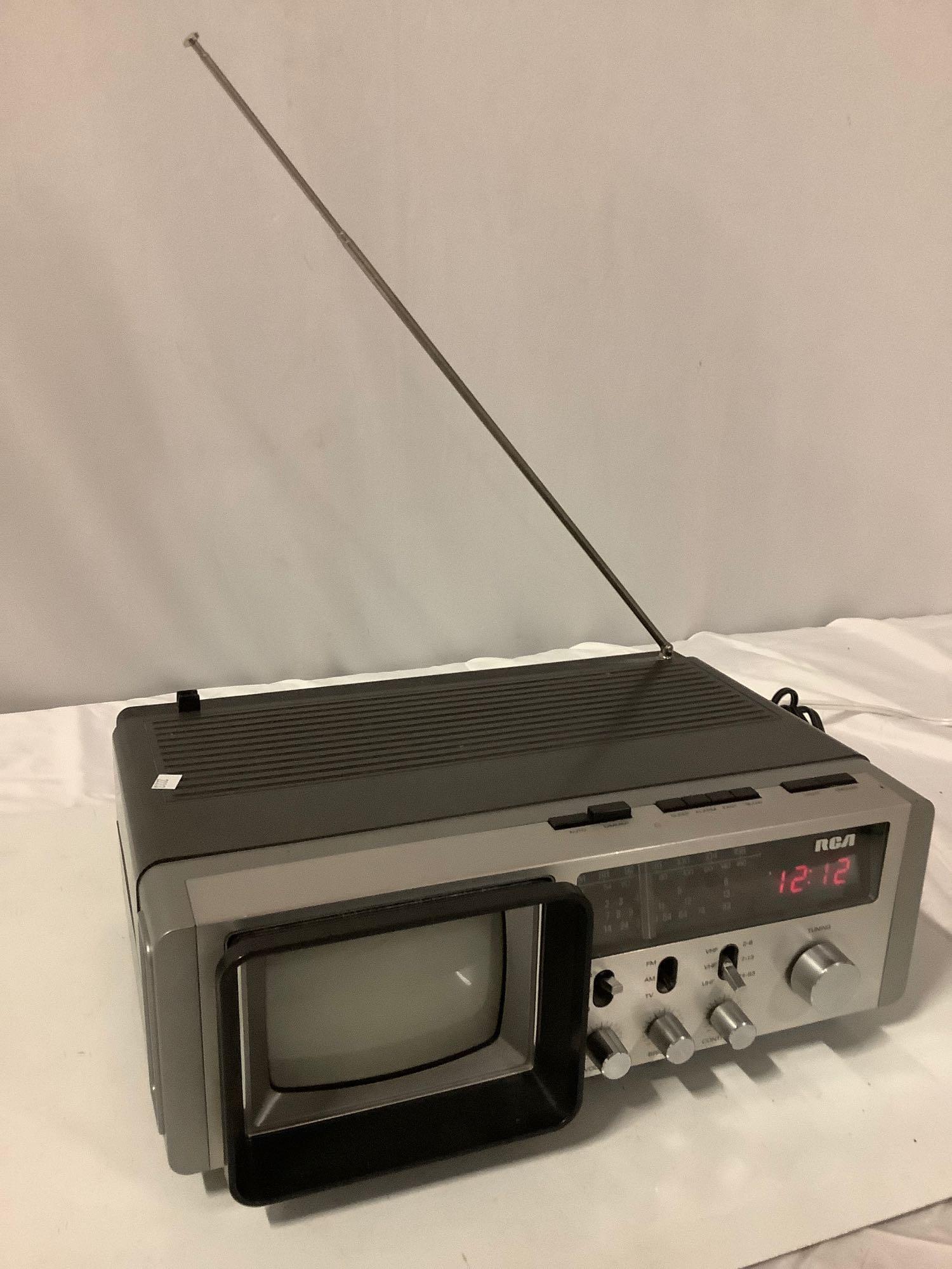 Vintage RCA am/fm / TV Weather band radio, tested / powers on, sold as is.