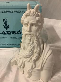 RARE 1985 Lladro MOSES WITH HORNS  sculpture art bust, handmade in Spain, approx 13 x 8 x 10 in.
