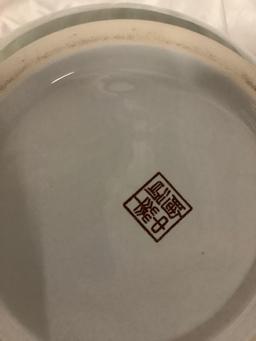 vintage Chinese porcelain vase with floral design, approx 10 x 17 in.