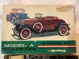 Antique HUBLEY Model A Roadster metal / plastic piece model kit w/ box and instructions.