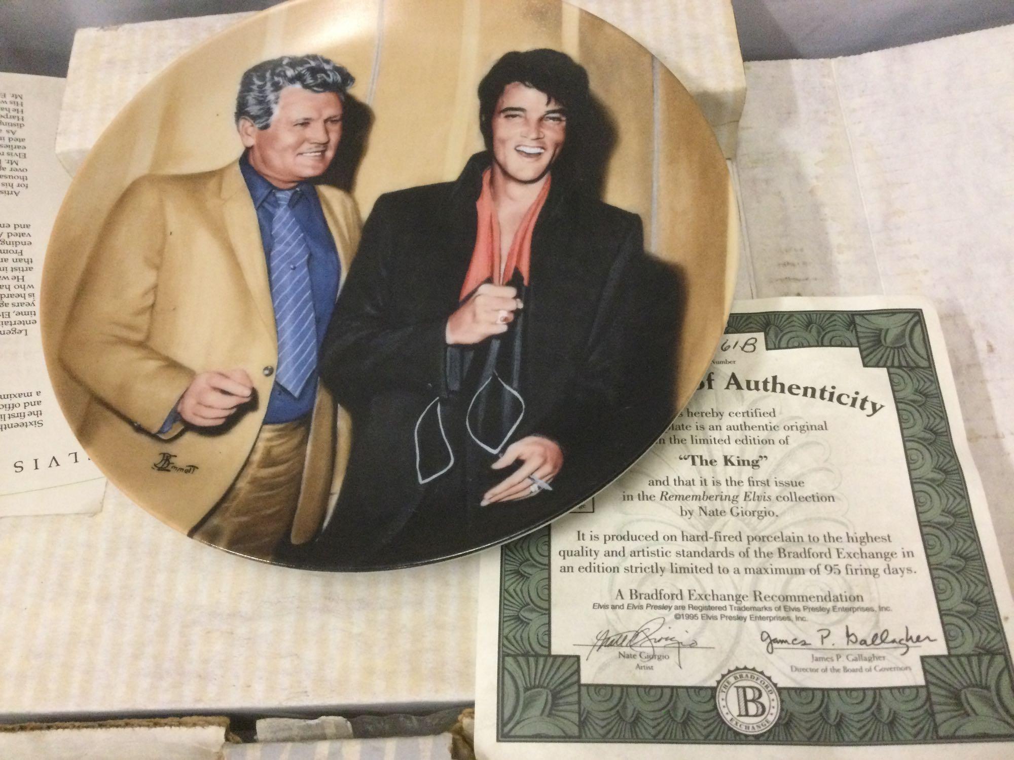 9 pc. Lot of vintage ELVIS PRESLEY commemorative plates; DELPHI, Bradford Exchange