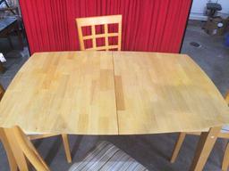 Very nice inlaid wood dining / kitchen table w/ 4 chairs and built in folding leaf