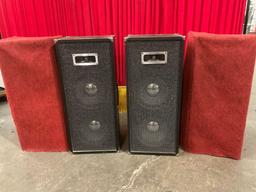 Vintage pair of Realistic PA-99 stage speakers w/ custom wool covers