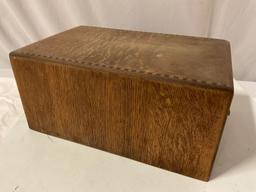 Antique wood file cabinet drawer, approx 10 x 15 x 7 in.