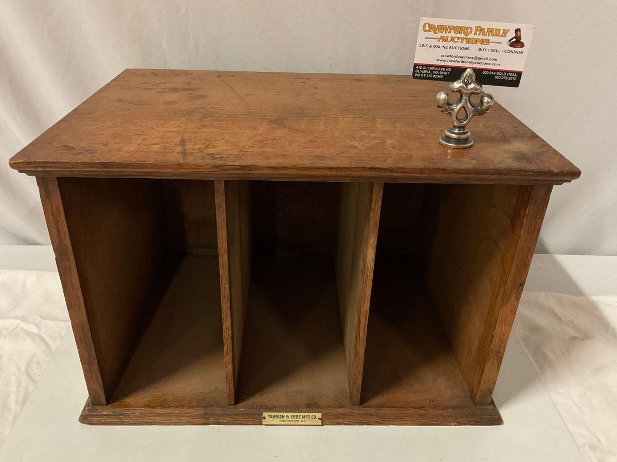 Antique wood YAWMAN & ERBE MFG CO., Rochester, N.Y., cabinet organizer