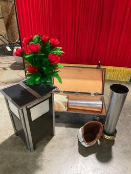 Vintage Sebastian / Kellar Flowers stage case w/ magic trick flower props from magician John Pomeroy