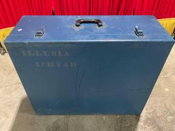Vintage custom built blue stage case Illusia Ishtar from collection of magician John Pomeroy Intl