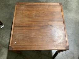 Square vintage wood coffee table, approximately 31 x 31 x 21 in.